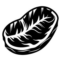 Monochrome Vector Graphic Depicting a Leaf with Intricate Vein Pattern