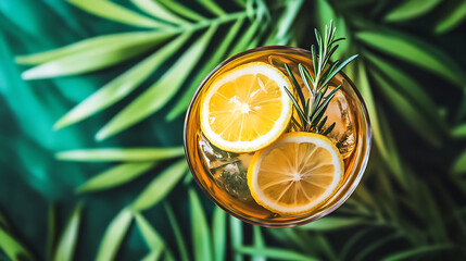 Cooling Translucent Beverage: An Appealing Light Brown Iced Drink in Glassware
