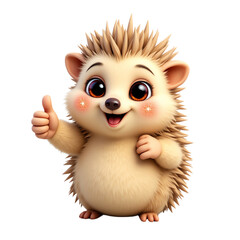 Fototapeta premium Cute hedgehog with a thumbs up gesture.