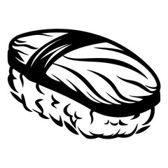 Monochrome sushi nigiri graphic art featuring delicious and tempting Japanese cuisine