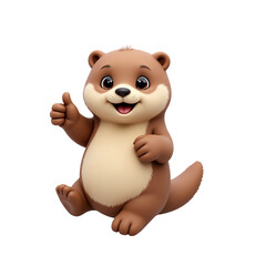 Obraz premium Cute cartoon otter with a thumbs up gesture.