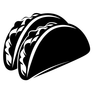 Monochrome vector illustration of two tacos ready for serving and eating