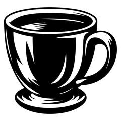 Elegant monochrome illustration of a coffee cup filled with liquid refreshment