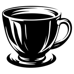 Dramatic Black and White Coffee Cup Illustration on a White Background