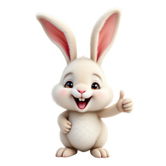 Happy cartoon rabbit with raised thumb