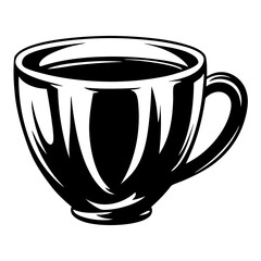 Monochrome vector illustration of a coffee cup, minimalist and eye catching