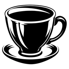 Stylized black and white image of a cup of coffee or tea
