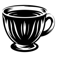 Elegant Monochrome Cup of Coffee or Tea in Vector Illustration Design