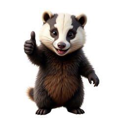Obraz premium Cartoon badger with thumbs up, white background
