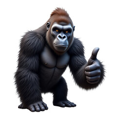 Obraz premium Cartoon gorilla giving a thumbs up, isolated.