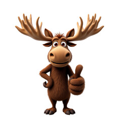 Obraz premium Cheerful moose giving a thumbs up, isolated
