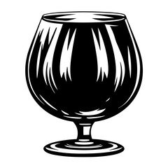Elegant monochrome brandy snifter illustration showcases classic drinkware style and sophistication