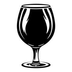 Monochrome stylized image of wine glass filled with dark liquid illustration
