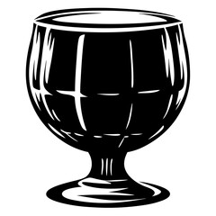 Elegant black and white chalice illustration featuring a goblet like drinking vessel