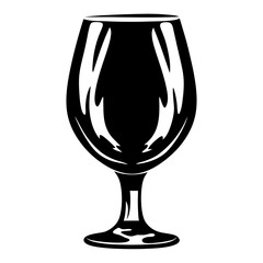 Elegant Black and White Wine Glass Graphic Illustration on White Background
