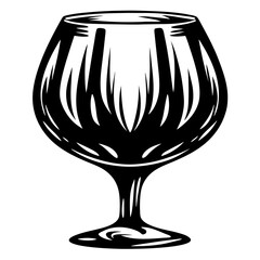 Elegant silhouette of a brandy snifter glass with sophisticated line work