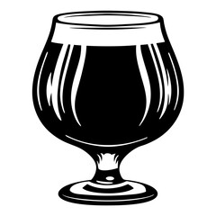 Stylized Black and White Vector Graphic of a Snifter Glass Full of Drink