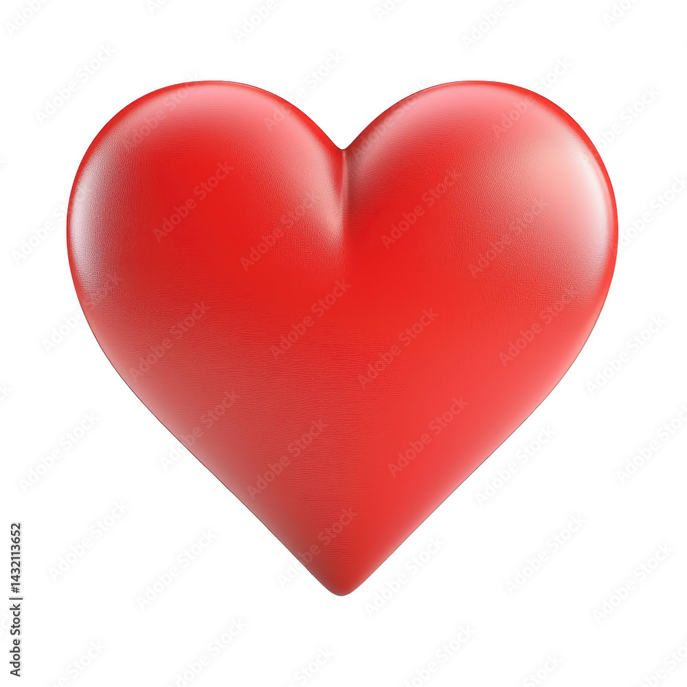 Poster shiny red heart symbol with smooth surface, representing love and affection, isolated on transparenc
