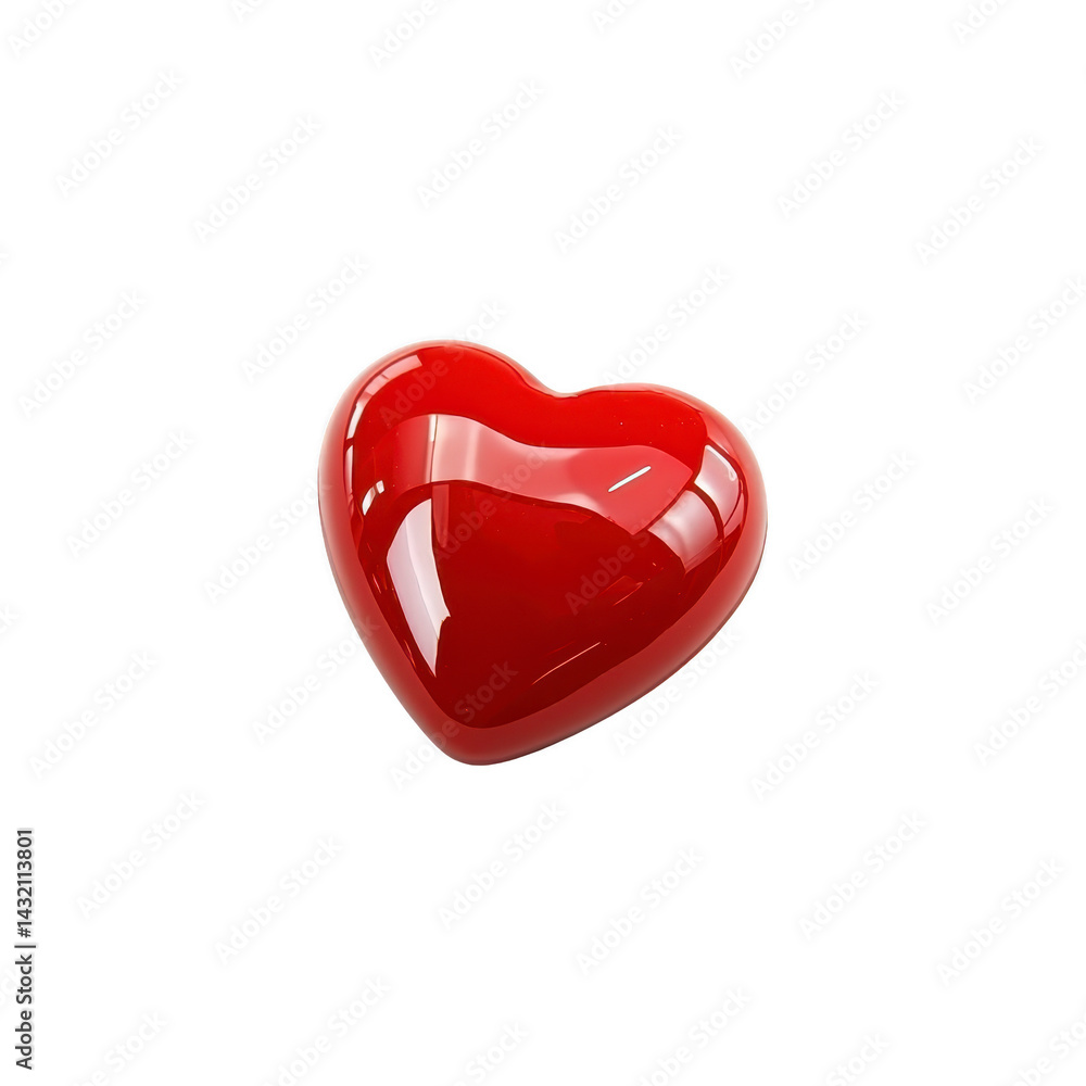 Poster shiny red heart shaped object with glossy finish, symbolizing love and affection. smooth surface ref