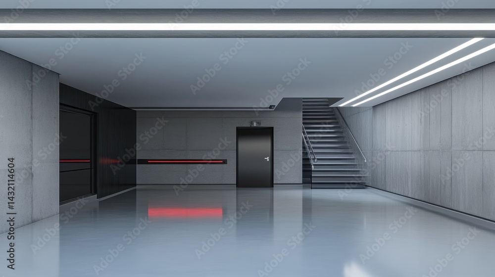 Poster garage with installed laser beam security sensors active when doors are closed