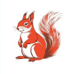 Red Squirrel Illustration on White Background