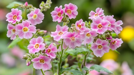 Obraz premium Closeup Blooming Pink Flowers Garden Photography