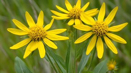 Obraz premium Vibrant Yellow Wildflowers Blooming in Meadow