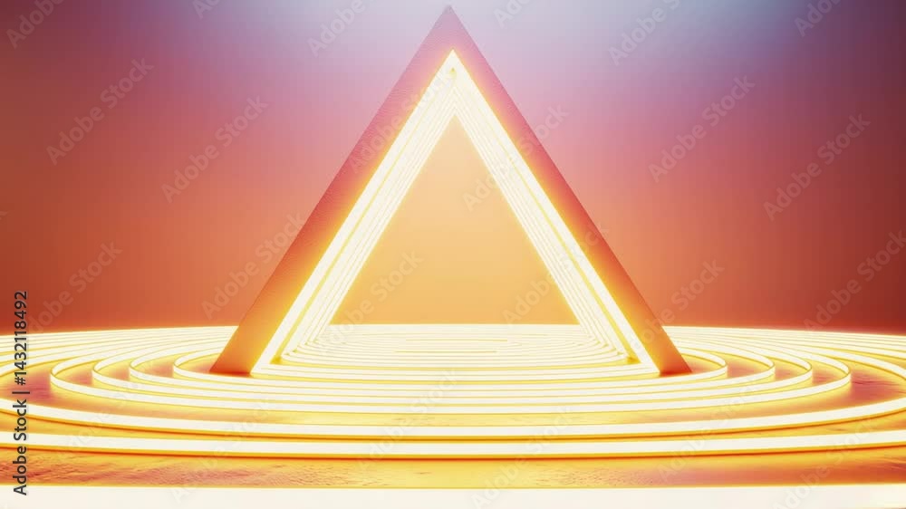 Aufkleber illuminated triangular structure with glowing lines, set against a vibrant background, creating a su