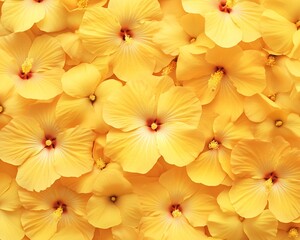 Obraz premium Dense Arrangement of Yellow Hibiscus Blossoms