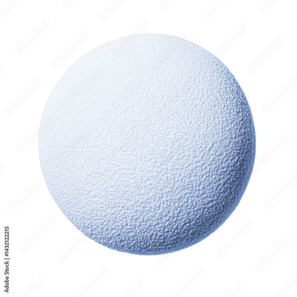 Poster textured white sphere with rough surface, resembling ball or planet, is isolated on transparency bac