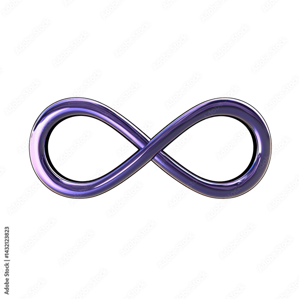 Poster image features shiny, metallic infinity symbol with smooth, reflective surface, set against plain ba