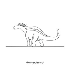One continuous line drawing of Amargasaurus animal vector illustration. Family Dinosaur themes in simple linear style vector design concept. Dinosaur for your asset design and education purpose.