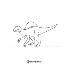One continuous line drawing of Spinosaurus animal vector illustration. Family Dinosaur themes in simple linear style vector design concept. Dinosaur for your asset design and education purpose.