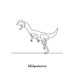 One continuous line drawing of Dhiloposaurus animal vector illustration. Family Dinosaur themes in simple linear style vector design concept. Dinosaur for your asset design and education purpose.