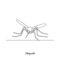 One continuous line drawing of Mosquito insect vector illustration. Insect animal themes in simple linear style vector design concept. Mosquito insect for your asset design and educational purpose.
