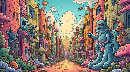 Obraz premium Artistic Dreamscape: A Journey Through Urban Fantasy