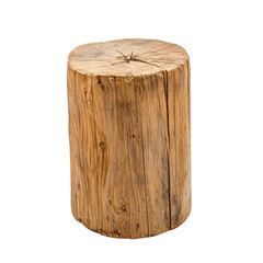 rustic wooden log stool with natural finish, showcasing texture and grain of wood. Perfect for adding touch of nature to any interior or outdoor space