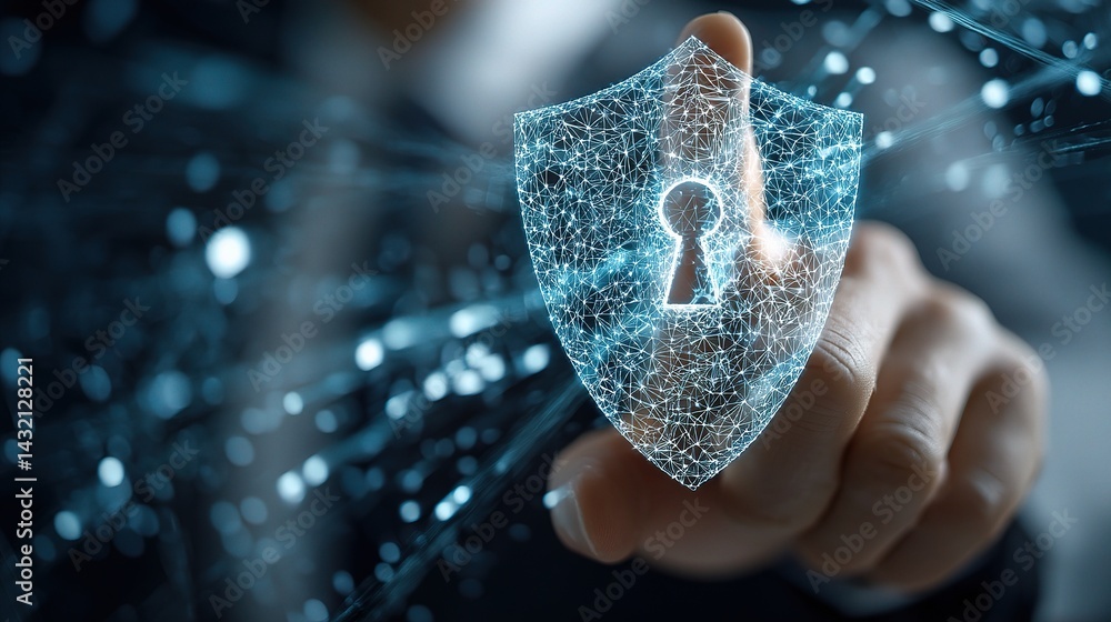 Aufkleber digital shield concept for network security and data protection
