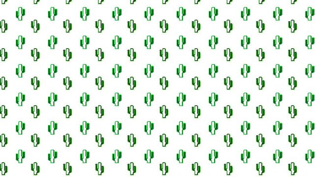 Cartoon cactus pattern, flickering with electrifying neon green on white background, pixel art, perfect for visual experiences, VJ performances, music stage, video games	