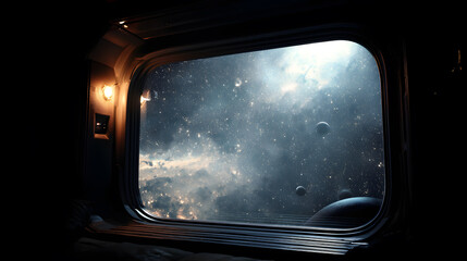 Breathtaking View from Spaceship Window into Cosmos