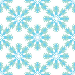Beautiful sky blue and soft green geometric flower pattern for background, seamless pattern.