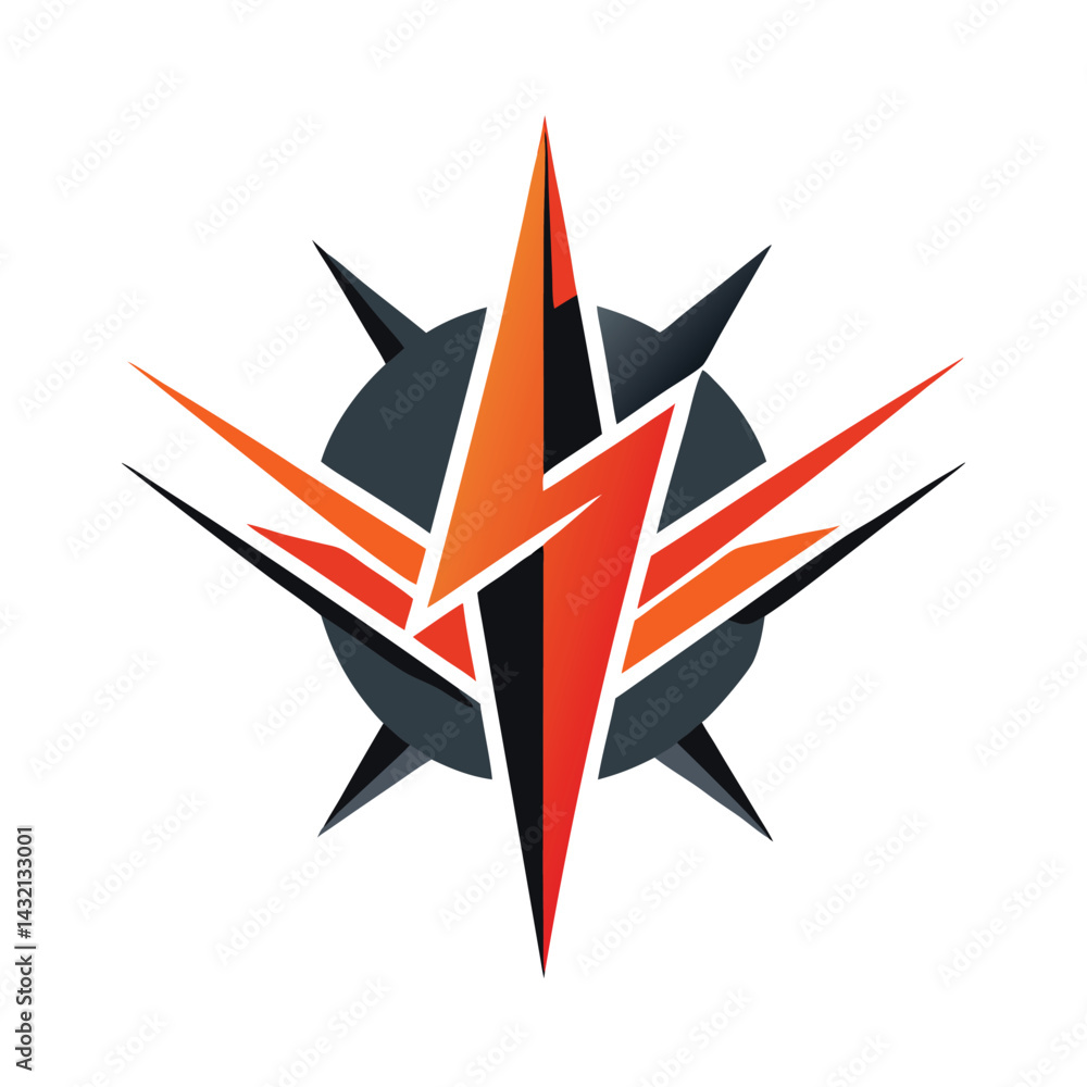 Aufkleber Unique vector illustration featuring a dynamic lightning bolt design with sharp edges, blending blue and black colors in an eye-catching geometric pattern