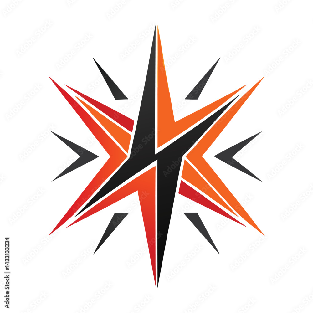 Aufkleber Unique vector illustration featuring a dynamic lightning bolt design with sharp edges, blending blue and black colors in an eye-catching geometric pattern