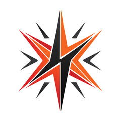 Unique vector illustration featuring a dynamic lightning bolt design with sharp edges, blending blue and black colors in an eye-catching geometric pattern