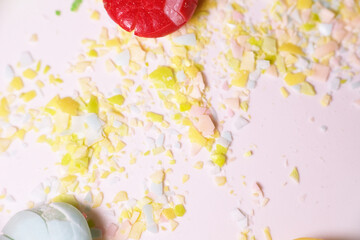 Close up texture of crushed chewy candy coated with flavour sugar