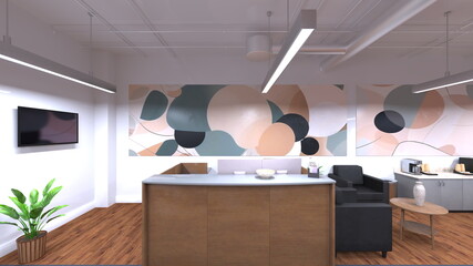 オフィス空間　3DCGレンダリング © tsuneomp