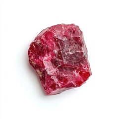 Fototapeta premium A stunning smooth ruby crystal glistens against a pure white backdrop, showcasing its deep red hue and natural beauty.