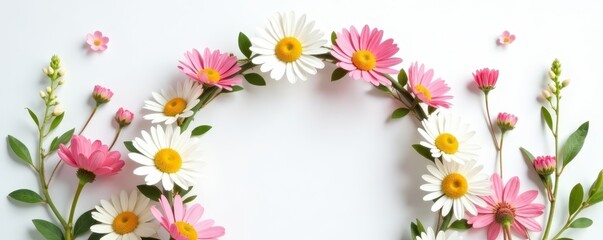Cute daisy crown, pure white backdrop Rustic, whimsical floral circle , crown, rustic