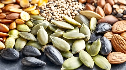 Obraz premium Assorted Seeds and Nuts Mix Close Up Photography