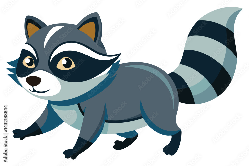 Aufkleber cute blue raccoon character in a playful pose with a friendly expression ready to embark on an adven